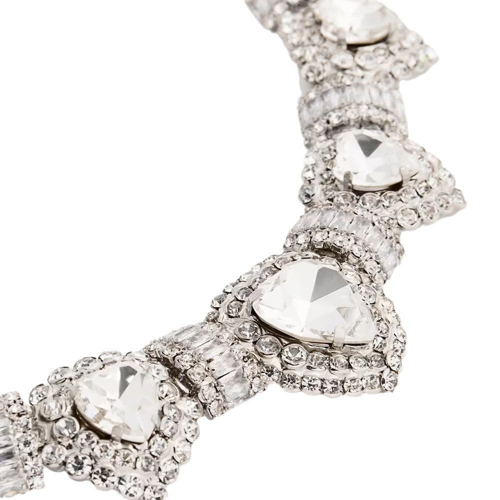 Rhinestone Hearts Collar Necklace