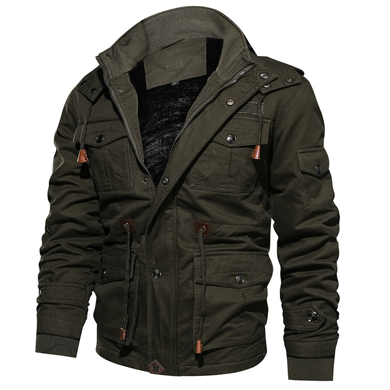 Men's Army Green Hooded Thermal Military Jacket