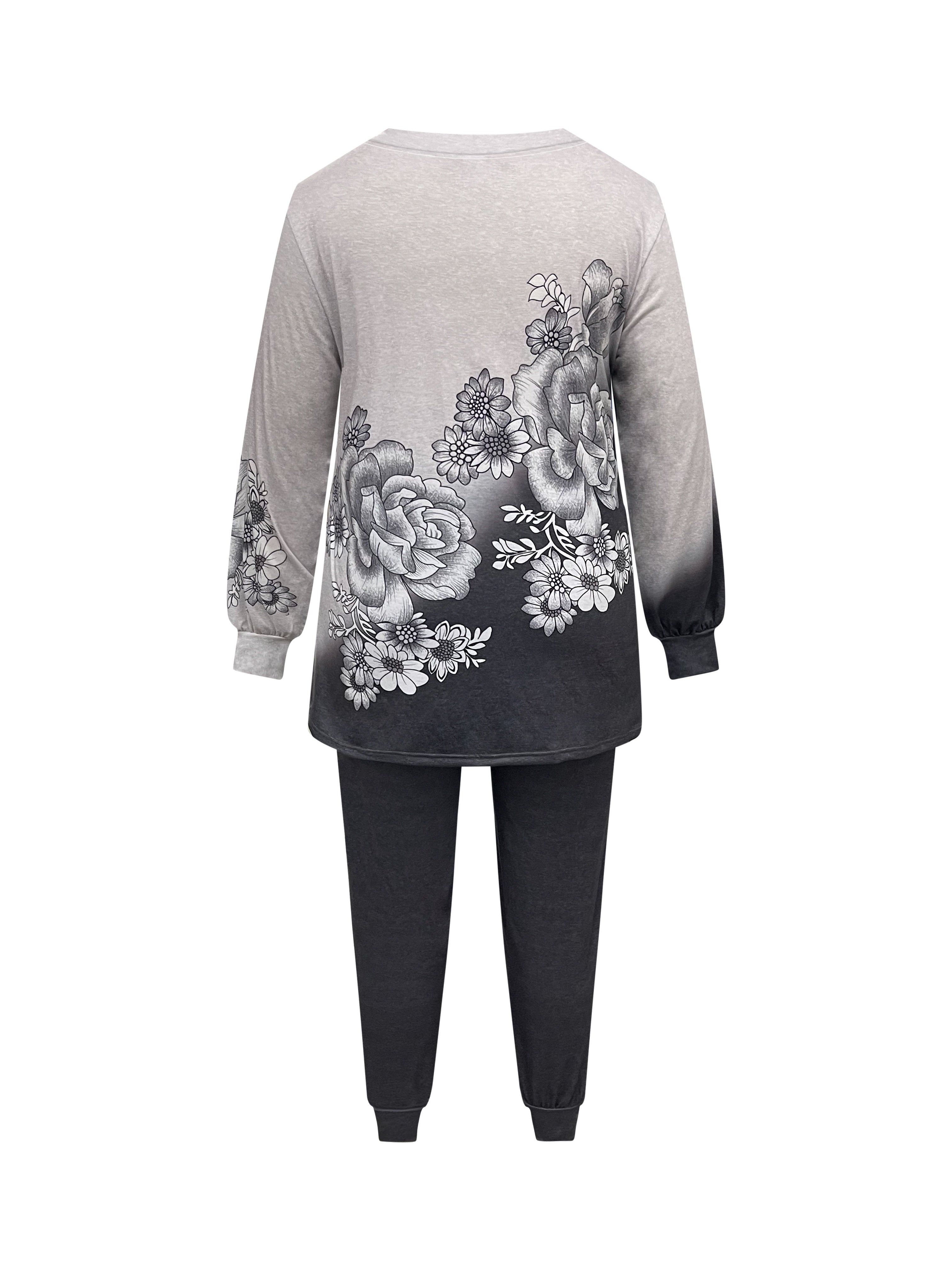 Plus Size Floral Print Casual Pants Set