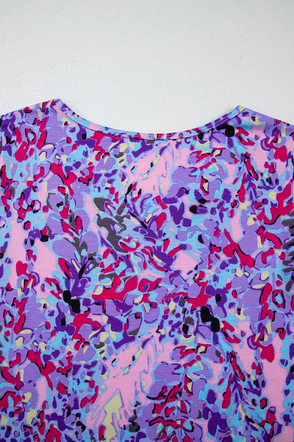 Multicolor Printed 3/4 Sleeve Split Neck Plus Size Tunic Top