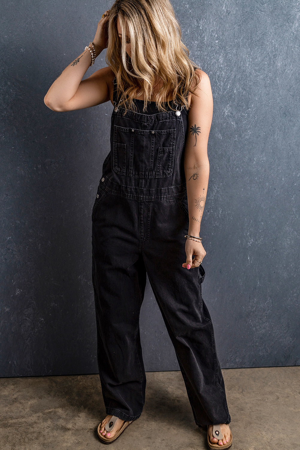 Black Denim Overalls