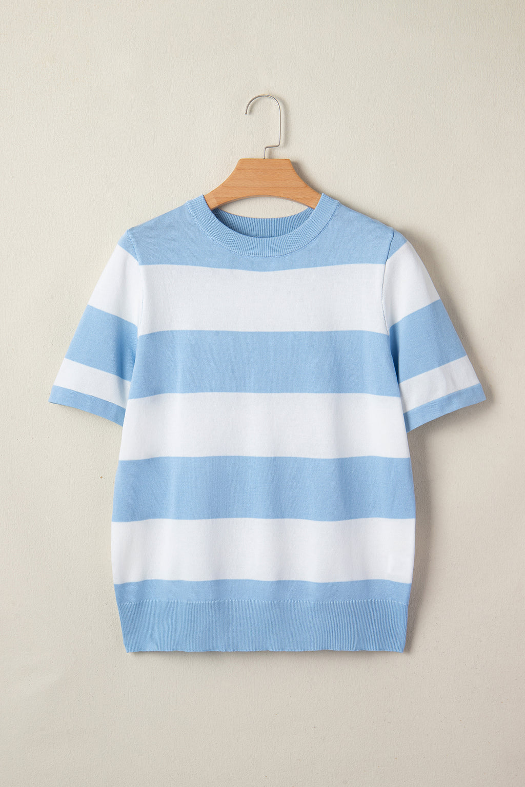 Striped Knitted T shirt Shewin Short Sleeve Sweaters
