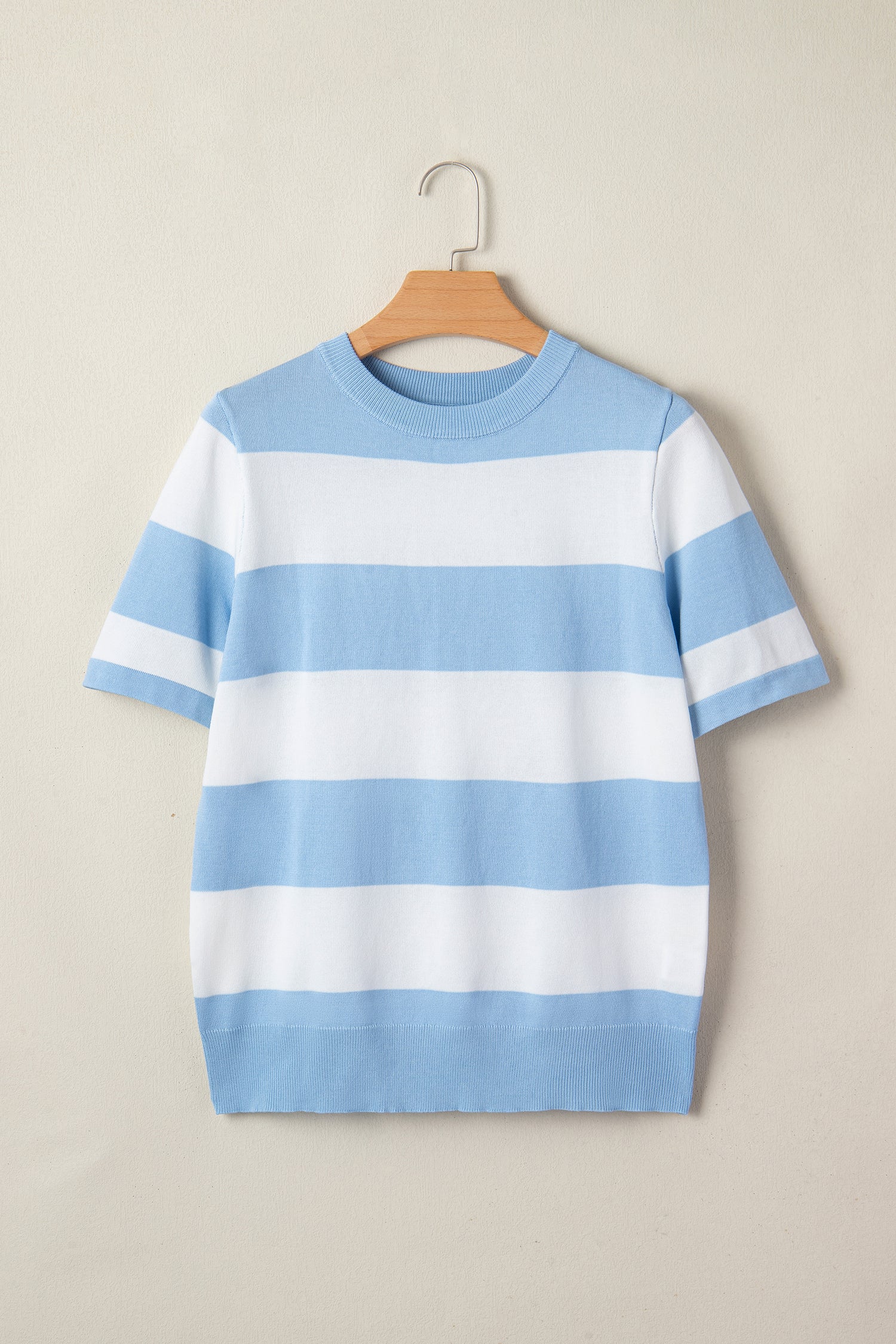 Striped Knitted T shirt Shewin Short Sleeve Sweaters