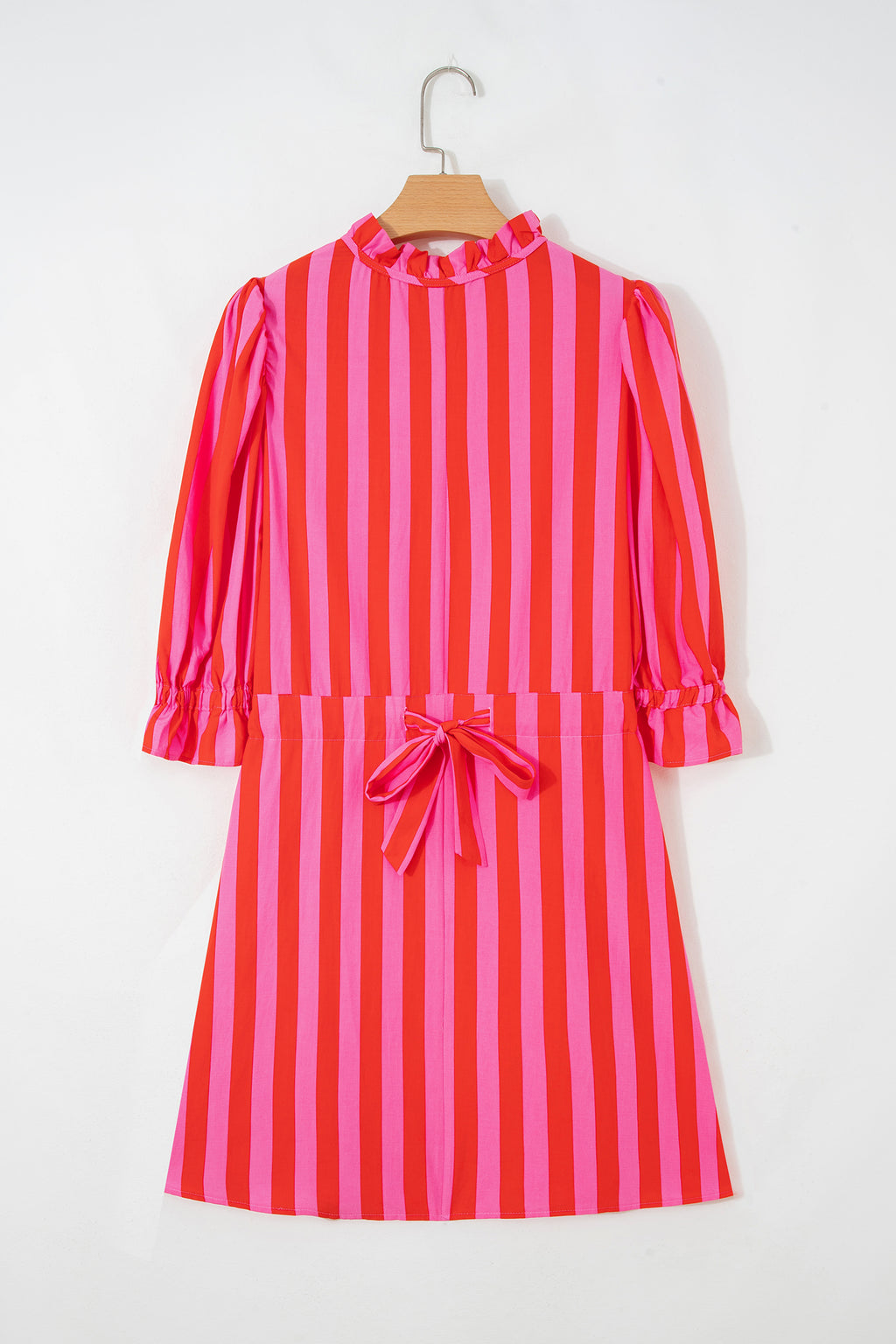 Striped Puff Sleeve Mini Dress – Half Button Loose Fit Summer Dress Dear-Lover Dropshipping Dresses/Mini Dresses