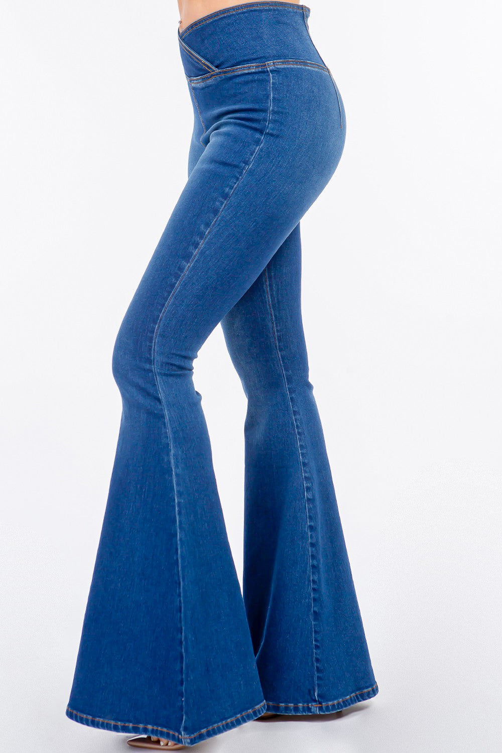 American Bazi High Waist Pull On Flare Blue Jeans