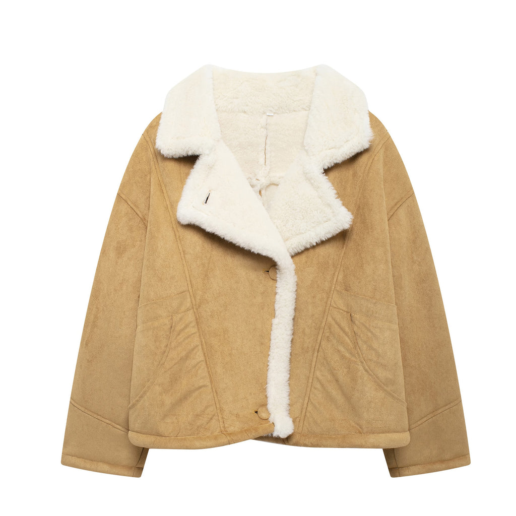 Faux Suede Shearling Jacket