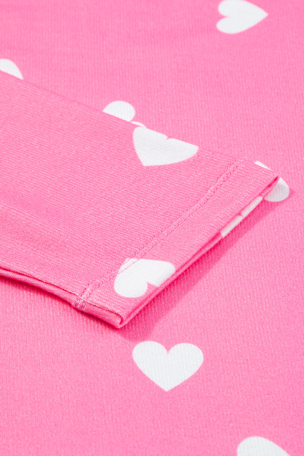 Pink Heart Print Long Sleeve Tee and Shorts Lounge Set