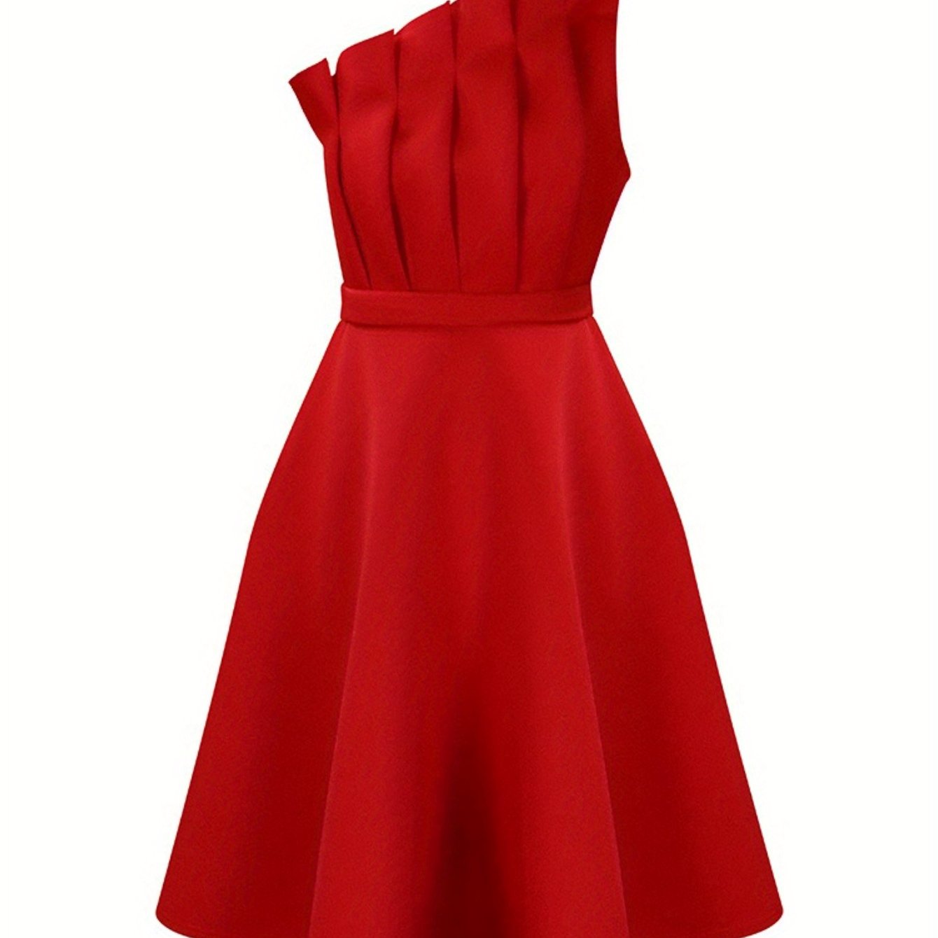 Pleated High-Waisted Bridesmaid Dress