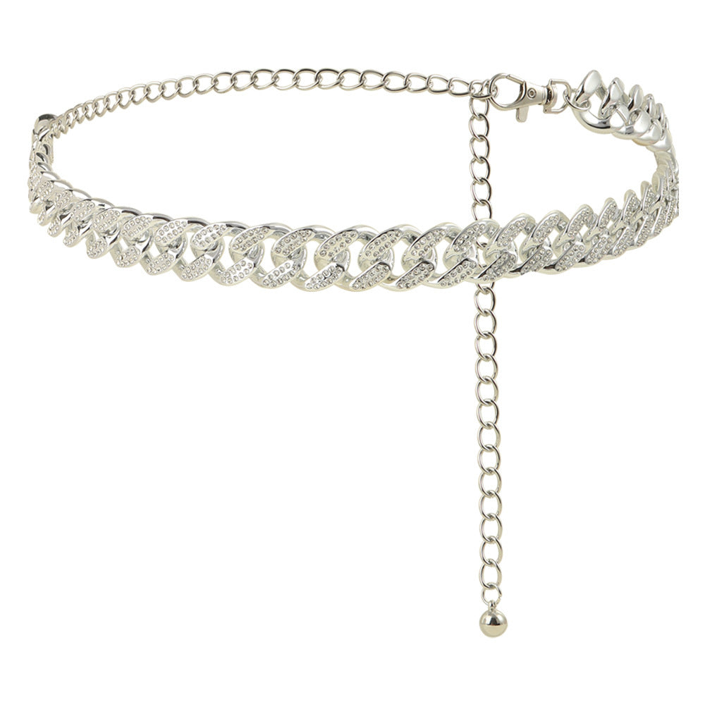 Wide Rhinestone Chain Belt