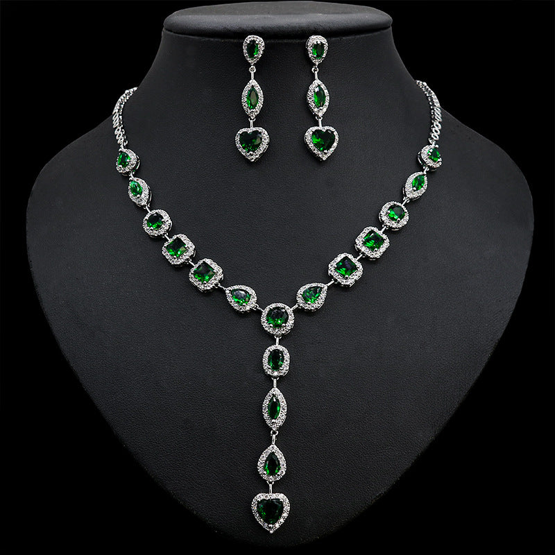 Y-Shape Love Pendant Necklace Earring Set