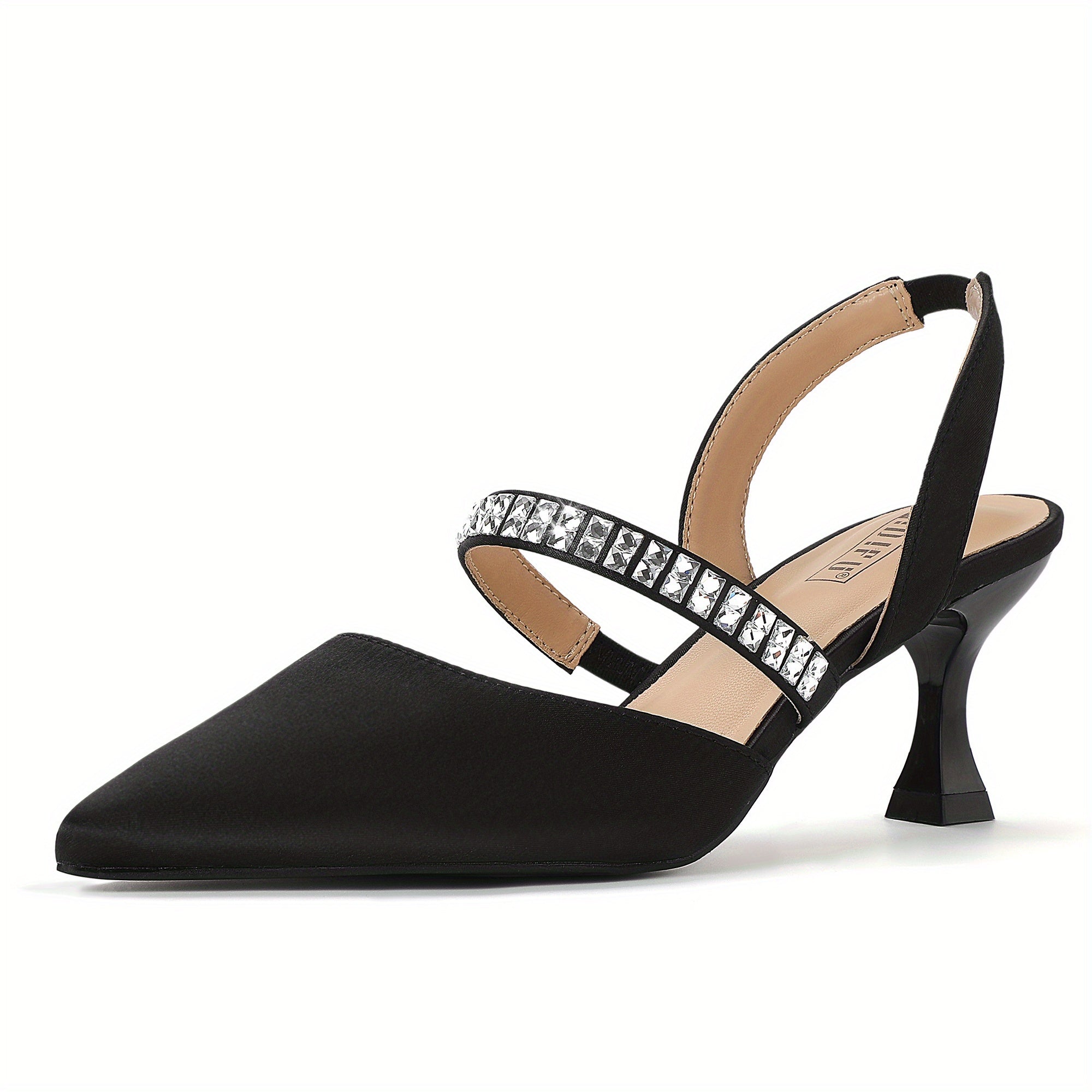 Elegant Rhinestone-Embellished Pointed Toe Half Heel Strappy Shoes
