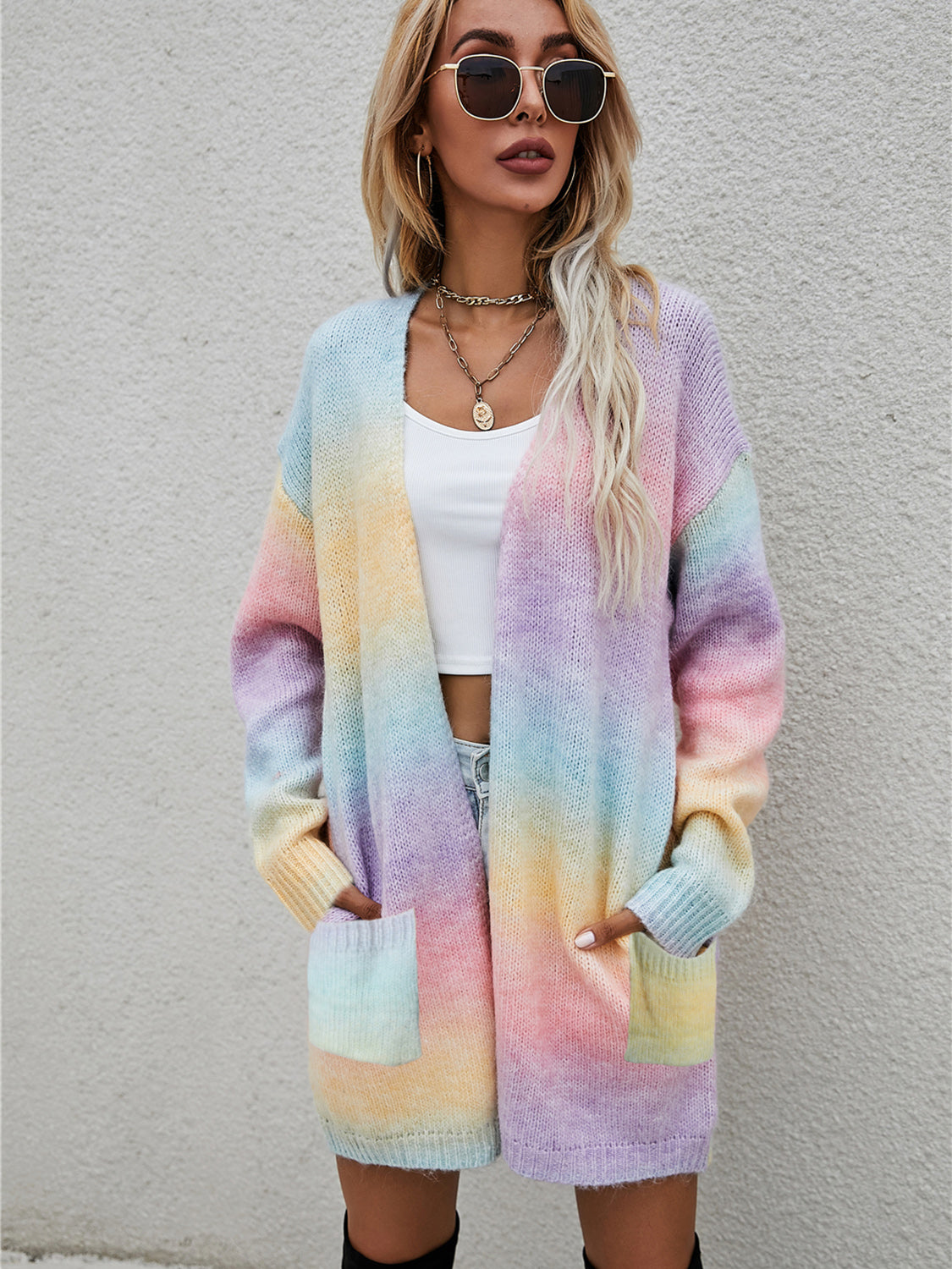 Pastel Rainbow Cardigan Sweater