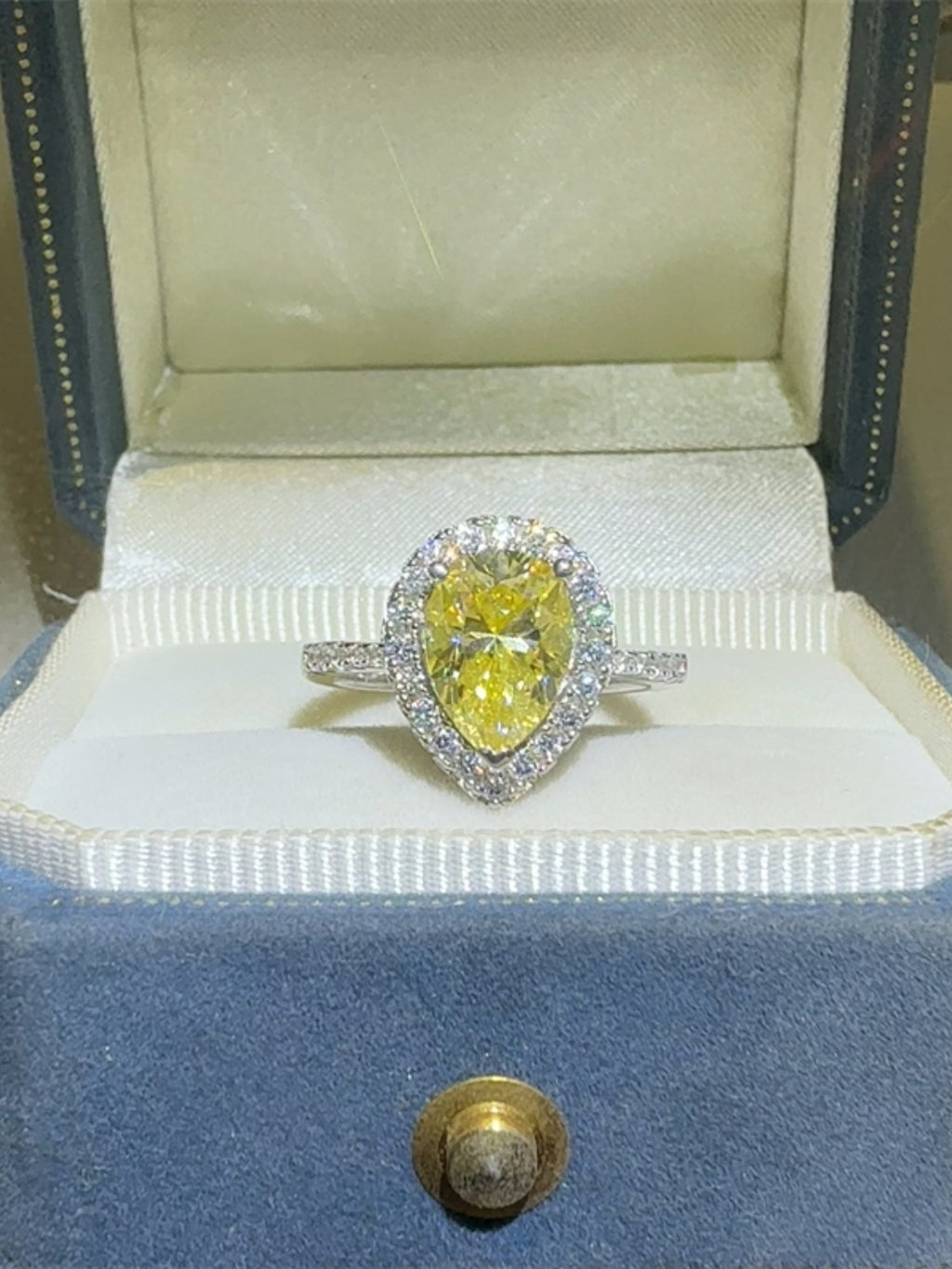 Yellow Moissanite Pear Shaped Ring