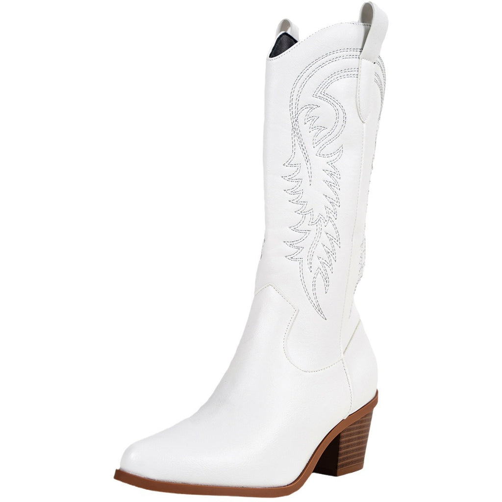 High Heel Western Cowboy Knight Boots – Women’s Pointed Toe Tall Cowgirl Boots CJ Dropshipping White Cowgirl Boots
