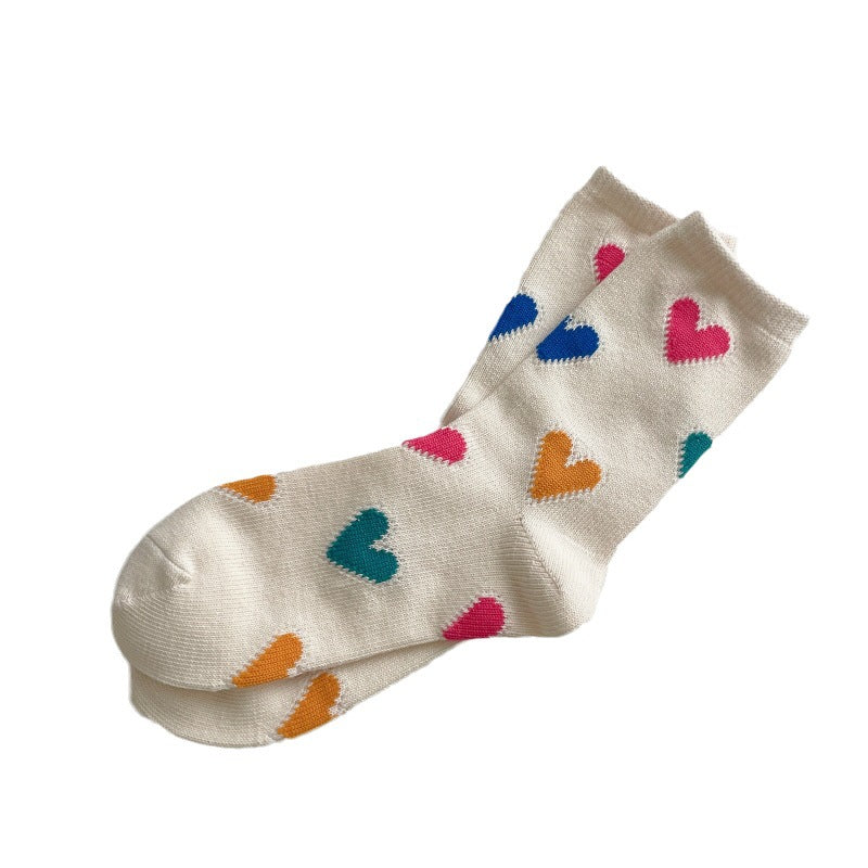 Thick Mid-calf Heart Socks