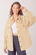 Women's Corduroy Shirt Coat Apricot Bazarre Mart Jacket