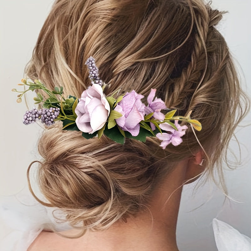 Elegant Fabric Roses Hair Combs