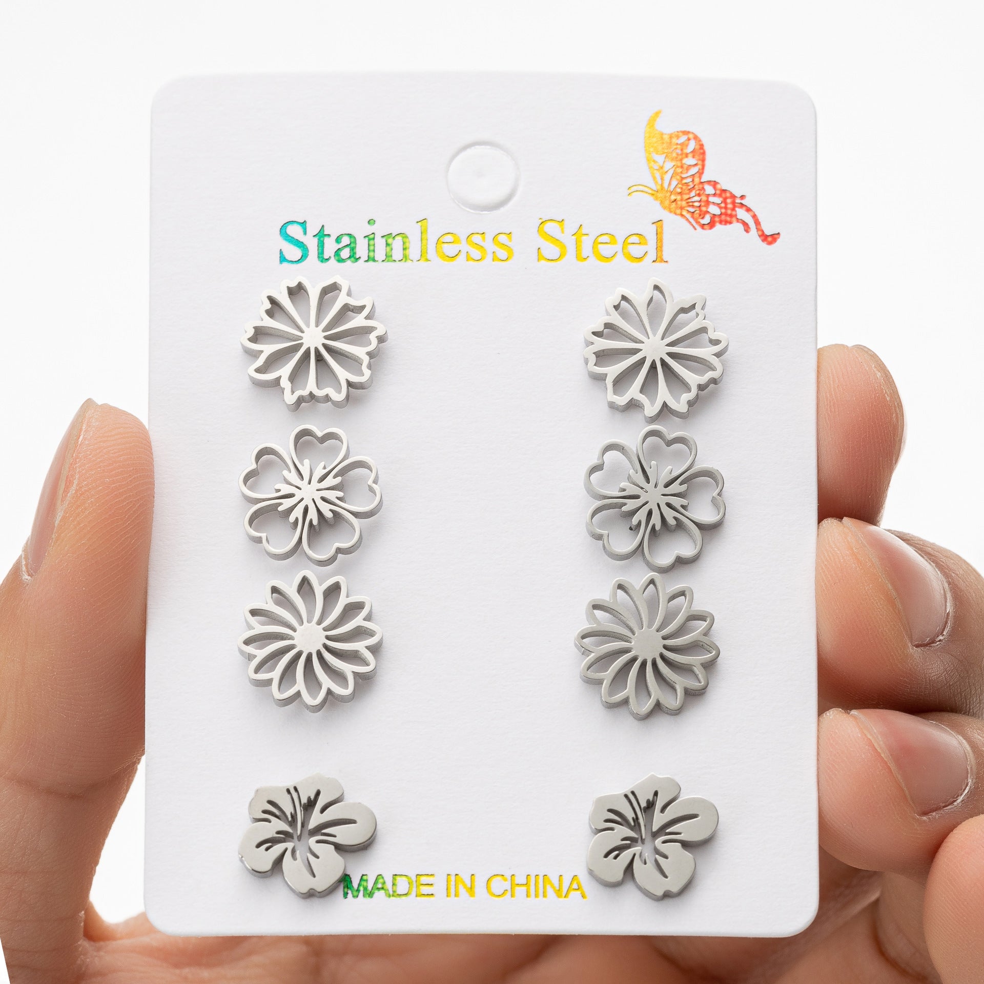 Floral Stud Earrings 4pk Set