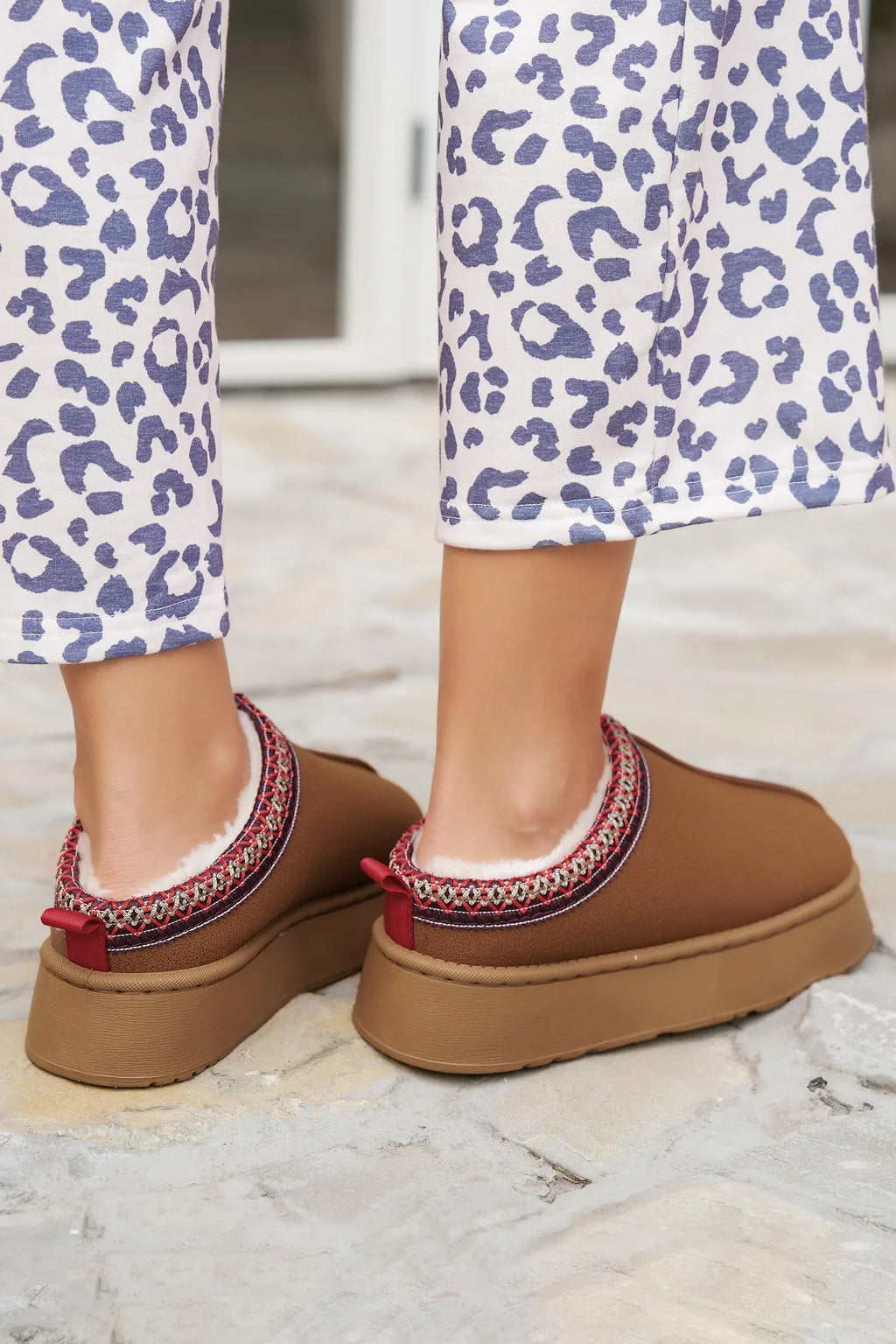 Suede Fur Trim Thick Flat Slippers Dear-Lover Slippers