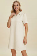 Texture Short Sleeve Polo Dress Ivory Bazarre Mart Polo Dress