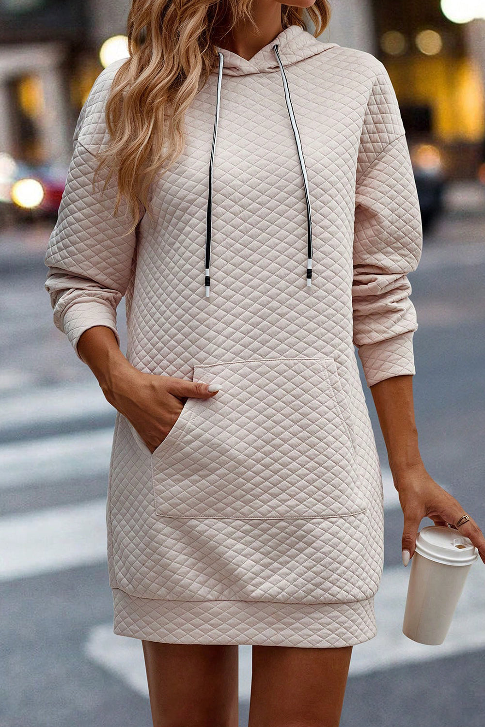 Solid Half Zipper Quilted Pullover Sweatshirt