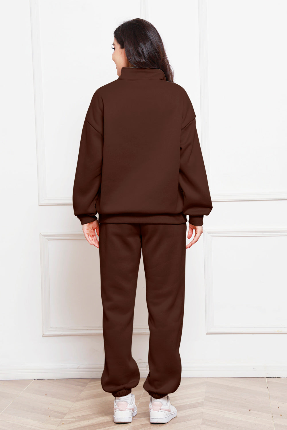 Lady's Solid Color Half Zip Sweatsuit