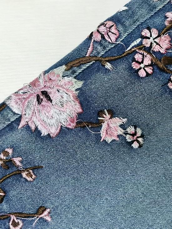 Retro Floral Embroidered Boot Cut Jeans Bazaare Mart Embroidered Boot Cut Jeans