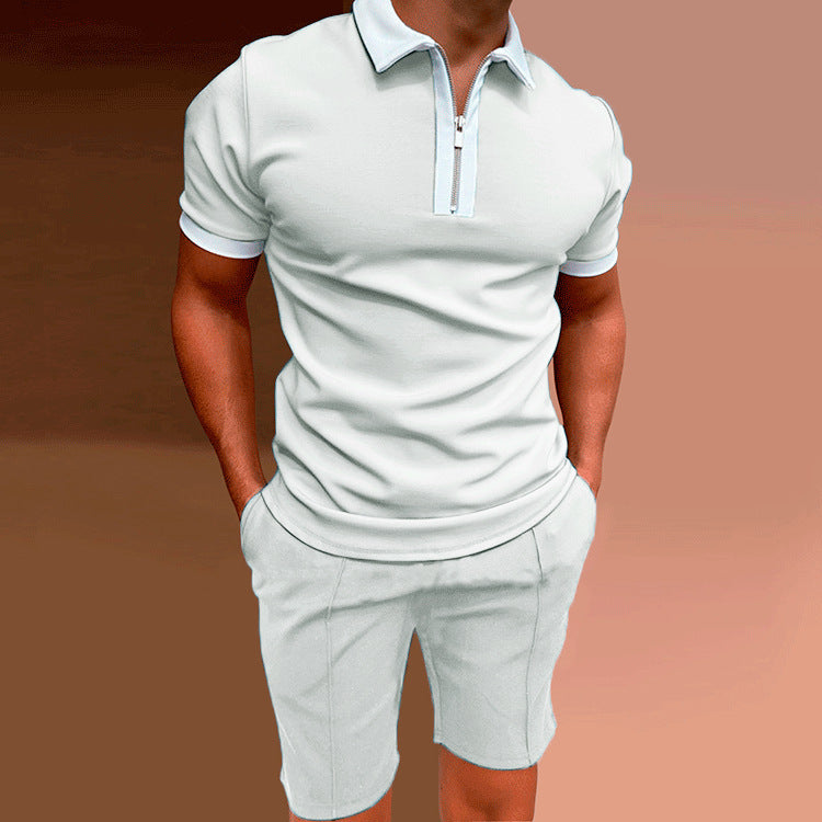 Slim-fit Zip Polo Shorts Set