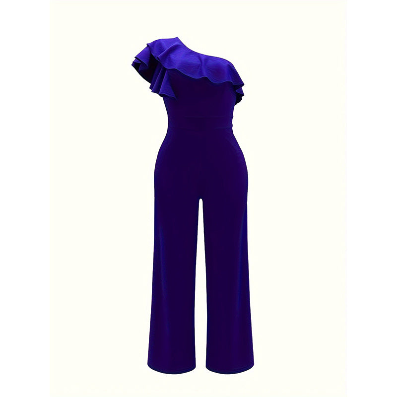 One Shoulder Dressy Wide Leg Jumpsuit
