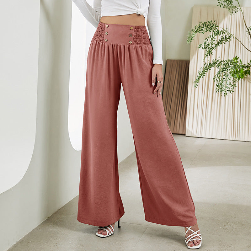 Salmon Wide Leg High Waist Pull On Pants