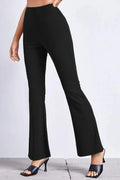 High Rise Flare Pants Black Trendsi Pull On Flair Slacks