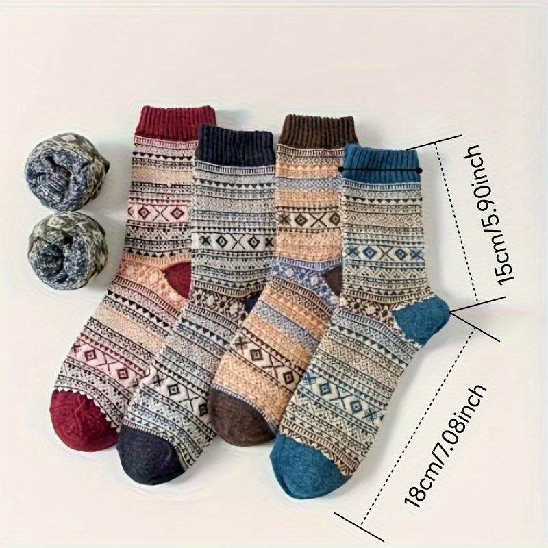 Soft Striped Winter Pattern Socks for Women - 5pk