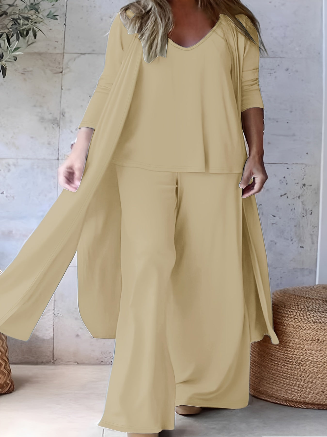 Billowy Plus Size 3pcs Pants Set