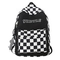 Trendy Checker Student Backpack Black Bazarre Mart Plaid Backpack