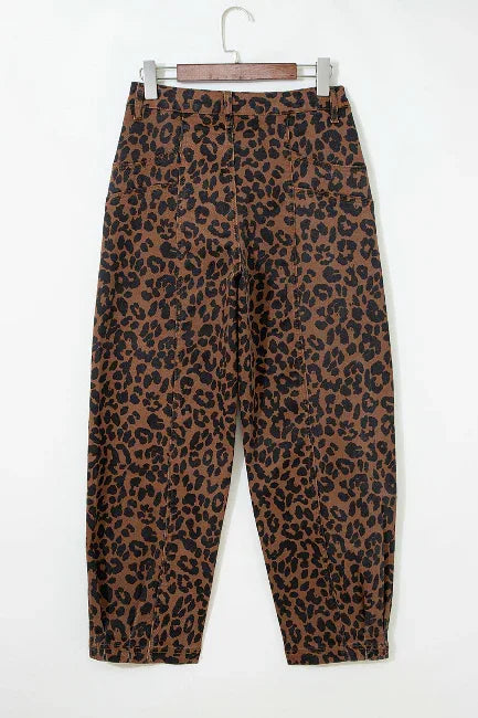 Brown Leopard Print Jeans - Bazaare Mart