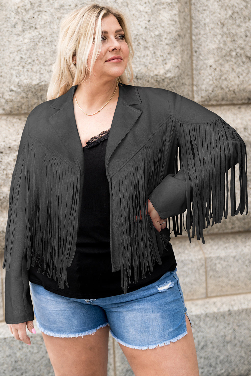 Open Front Fringe Jacket