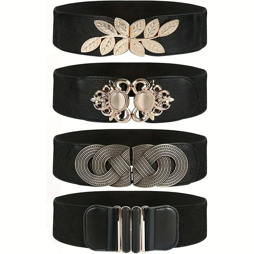 Elegant Retro Metal Buckle Belts Bazaare Mart Wide Black Belts