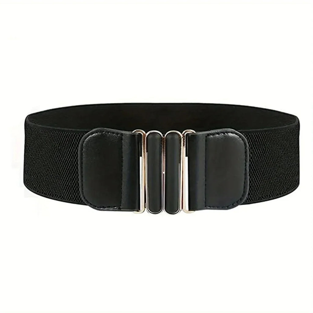 Elegant Retro Metal Buckle Belts Plain 75cm Bazaare Mart Wide Black Belts