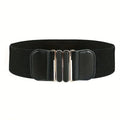 Elegant Retro Metal Buckle Belts Plain 75cm Bazaare Mart Wide Black Belts