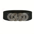 Elegant Retro Metal Buckle Belts Swirl Buckle 75cm Bazaare Mart Wide Black Belts