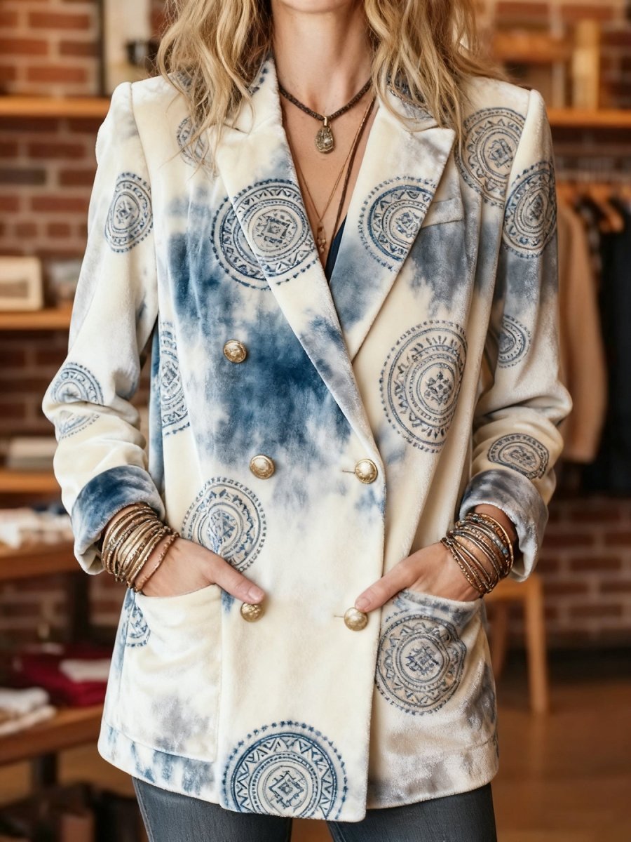 Elegant Velvet Double Breasted Blazer - Bazaare Mart