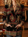 Elegant Velvet Double Breasted Blazer Black Gray Bazaare Mart Double Breasted Velvet Boho Jacket