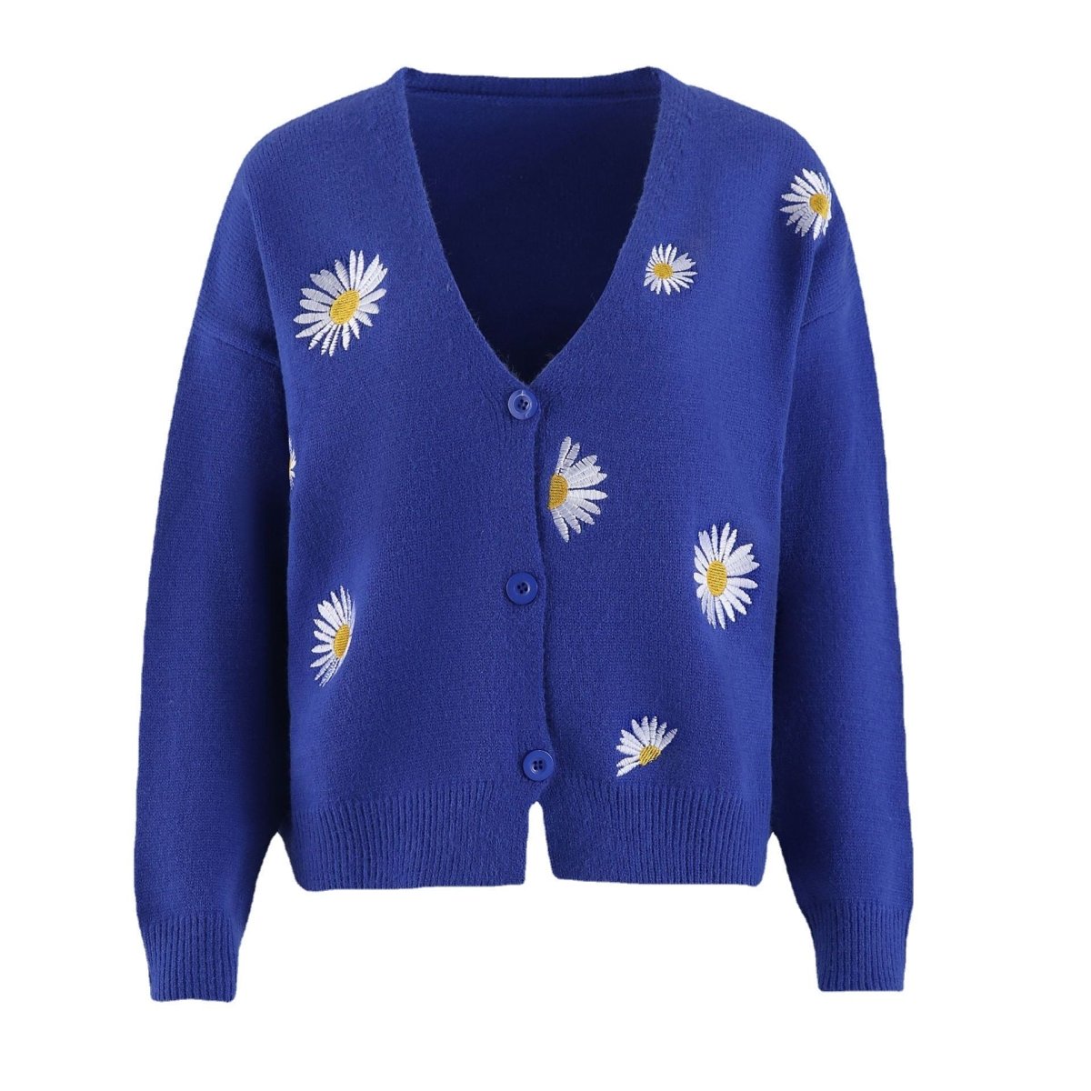 Embroidered Daisy Cardigan Sweater - Bazaare Mart
