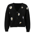 Embroidered Daisy Cardigan Sweater Black Bazaare Mart Daisy Cardigan