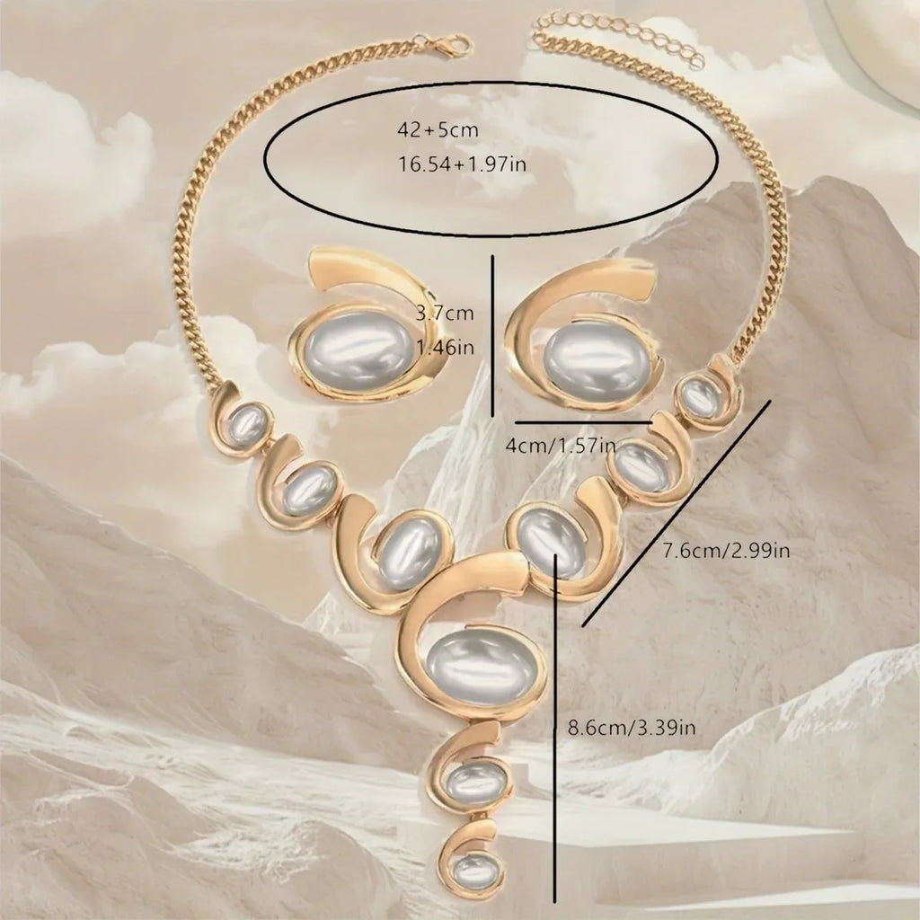 Exaggerated Gold Swirl Costume Jewelry Set - Bazaare Mart