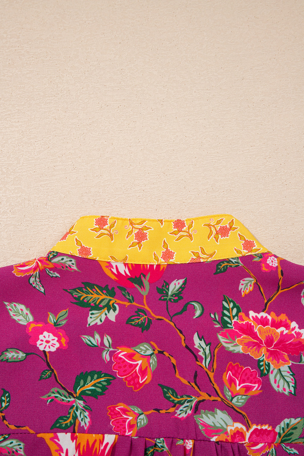 Rose Contrast V Neck Floral Blouse Bazaare Mart Tops/Blouses & Shirts