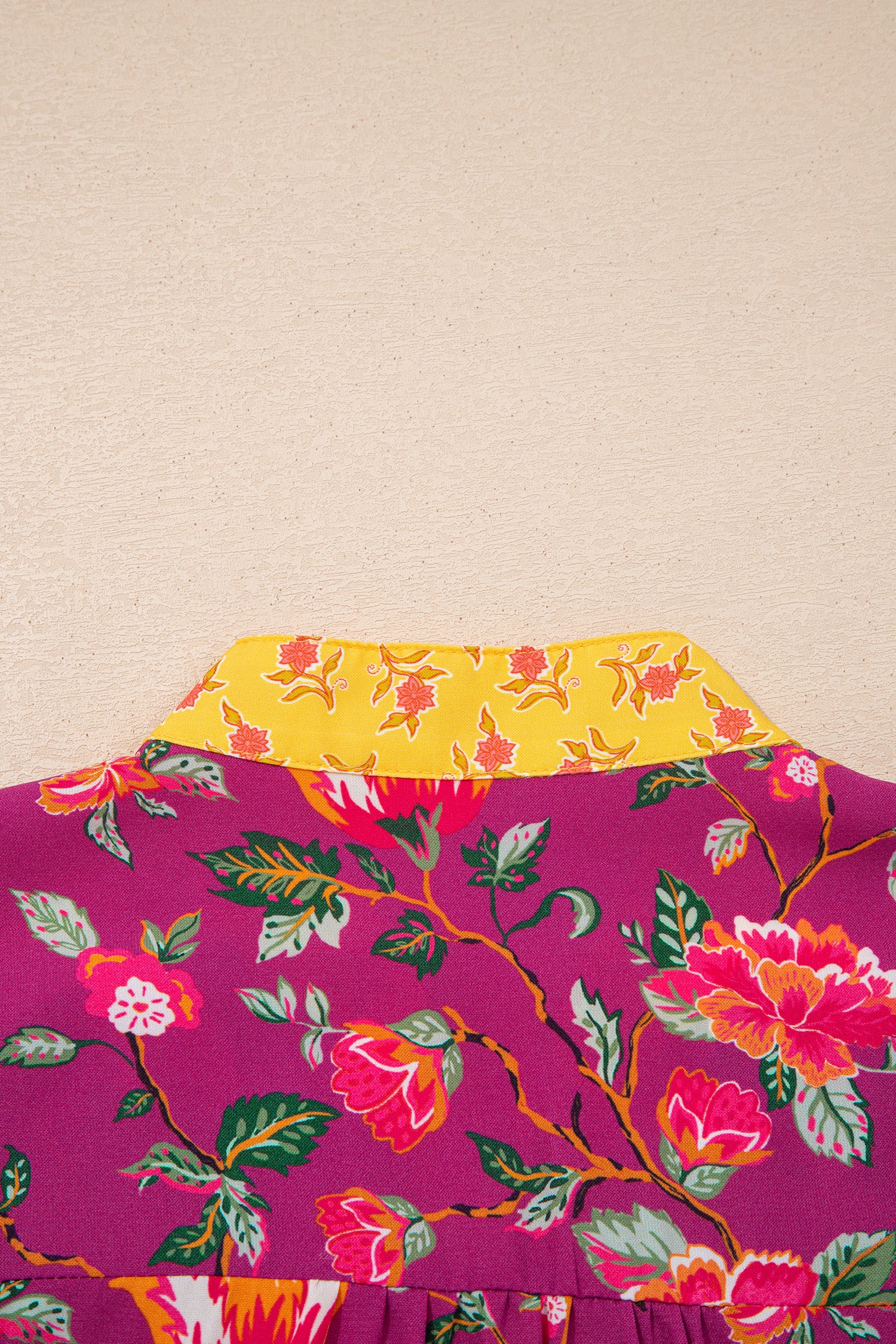 Rose Contrast V Neck Floral Blouse Bazaare Mart Tops/Blouses & Shirts