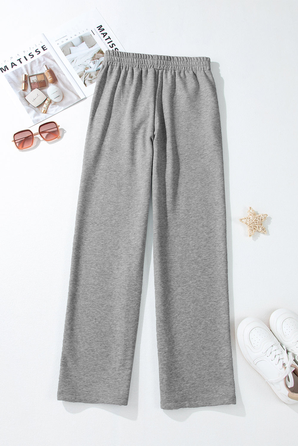 Light Grey Fleece Lined Drawstring Pants