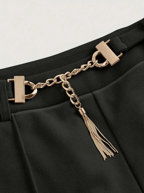 Chain Detail High Waist Pants Trendsi Chain Detail High Waist Pants