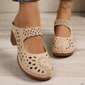 Hollow-Out Block Heel Mary Jane Clogs Ivory Trendsi Hollow-Out Block Heels Sandals